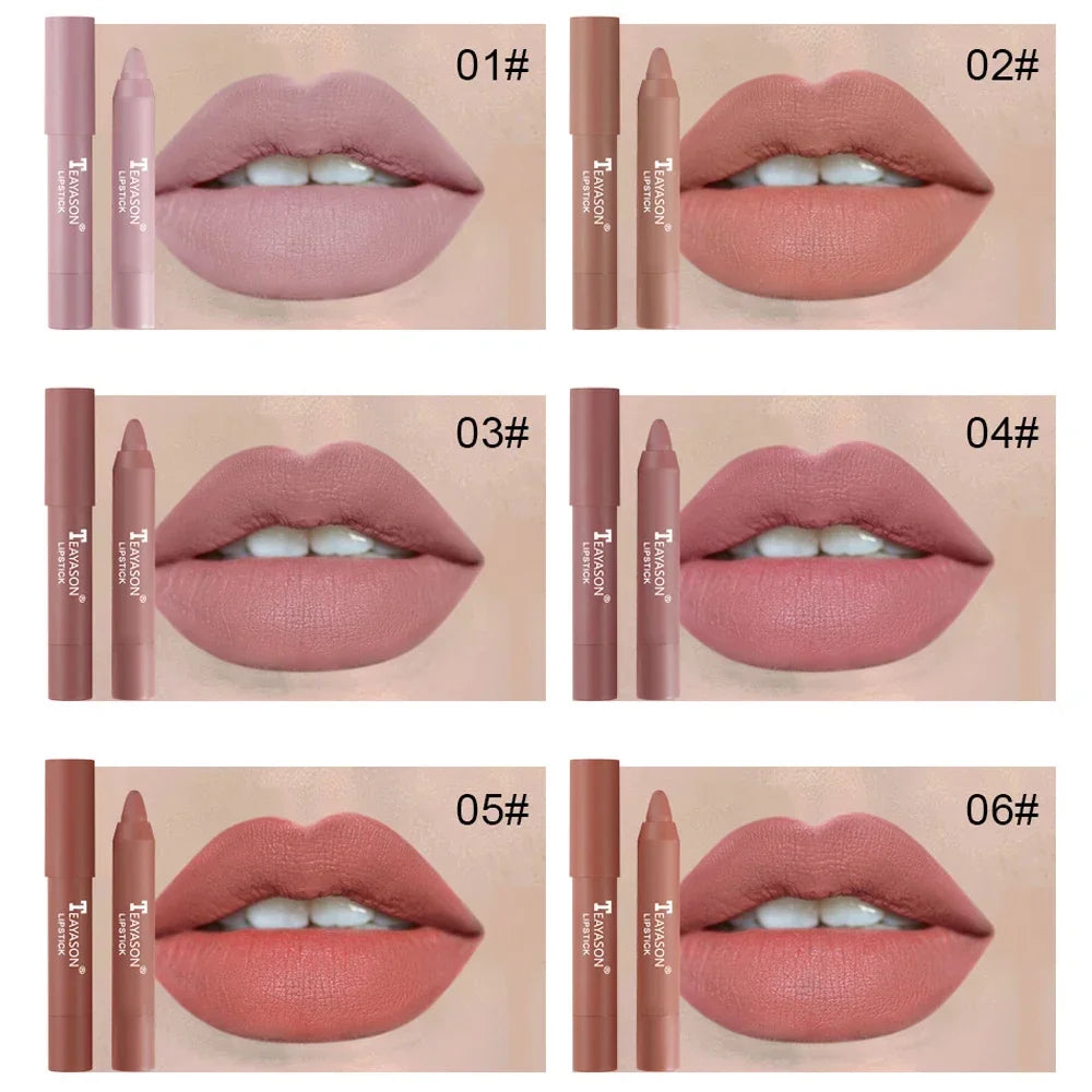 12 Colors Velvet Matte Lipsticks Pencil Waterproof Long Lasting Sexy Red Lip Stick on-Stick Cup Makeup Lip Tint Pen HIP