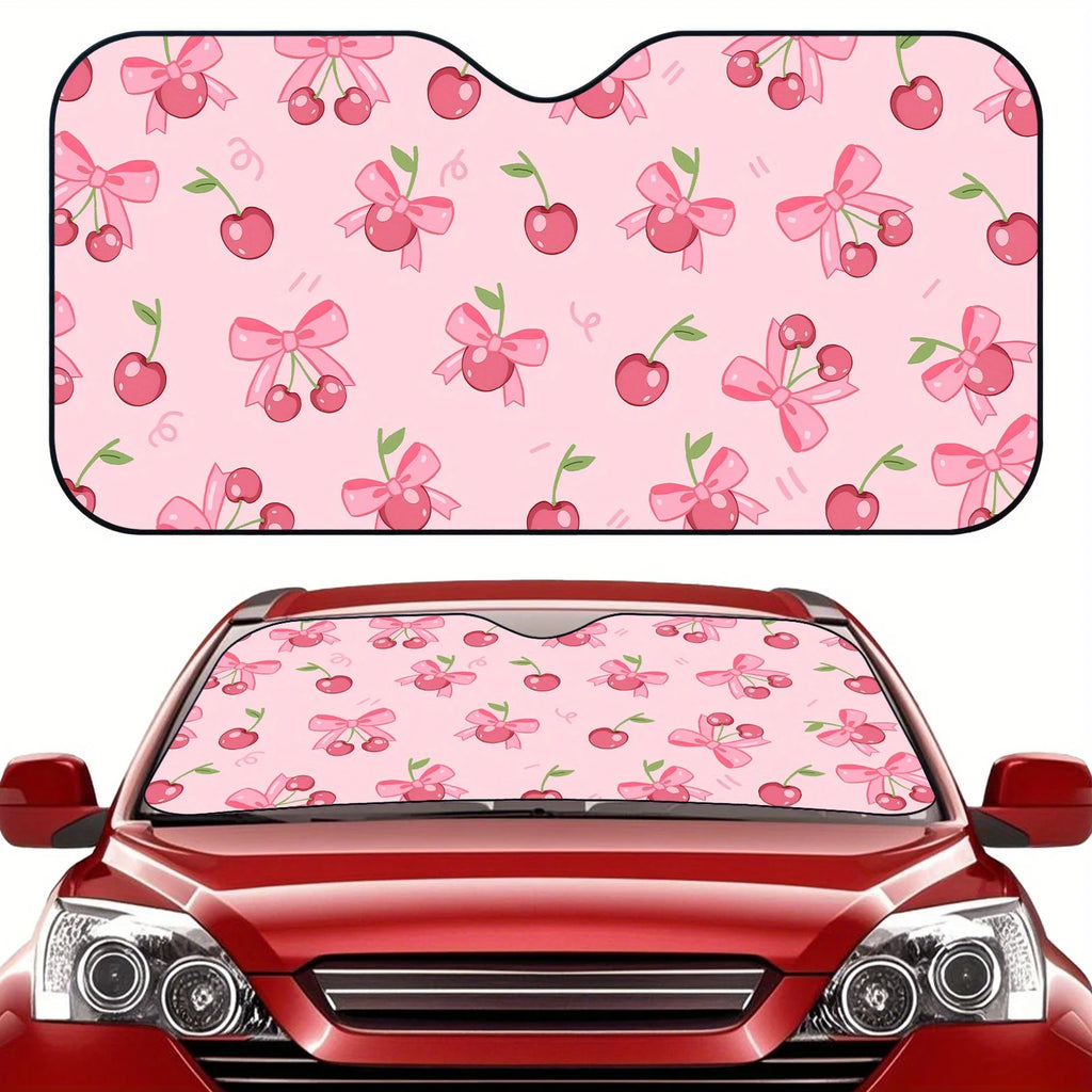 Pink Cherry Foldable Car Sunshade – Universal UV Protection Car Sunshade HIP M