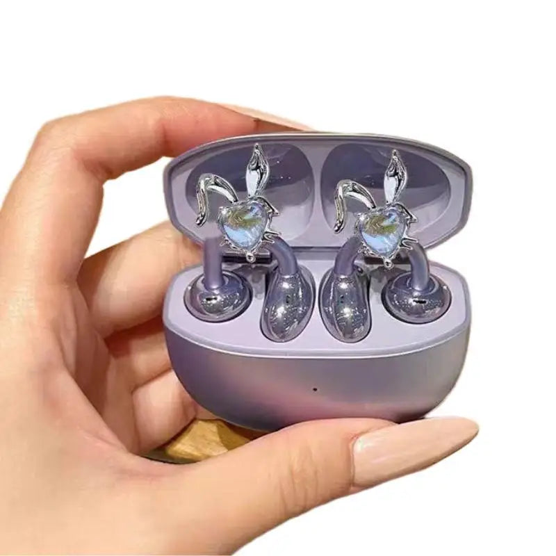 Rabbit Rhinestone Earbud Clip – Detachable Earphone Charm Earphone Charm Clip HIP 1Pc A