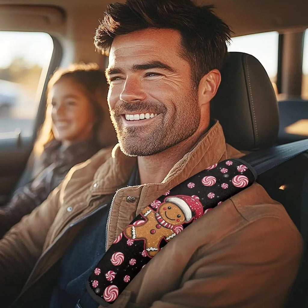 Christmas Gingerbread Man Seat Belt Covers – Soft Flannel Pads Seat Belt Cover HIP