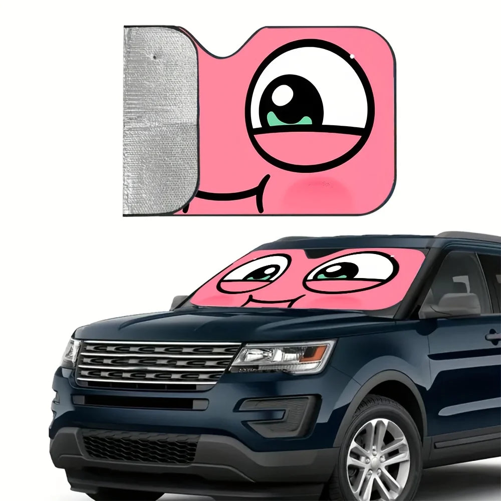 Cartoon Pink Big-Eyes Car Windshield Sunshade | Sun Visor Car Windshield Sunshade HIP