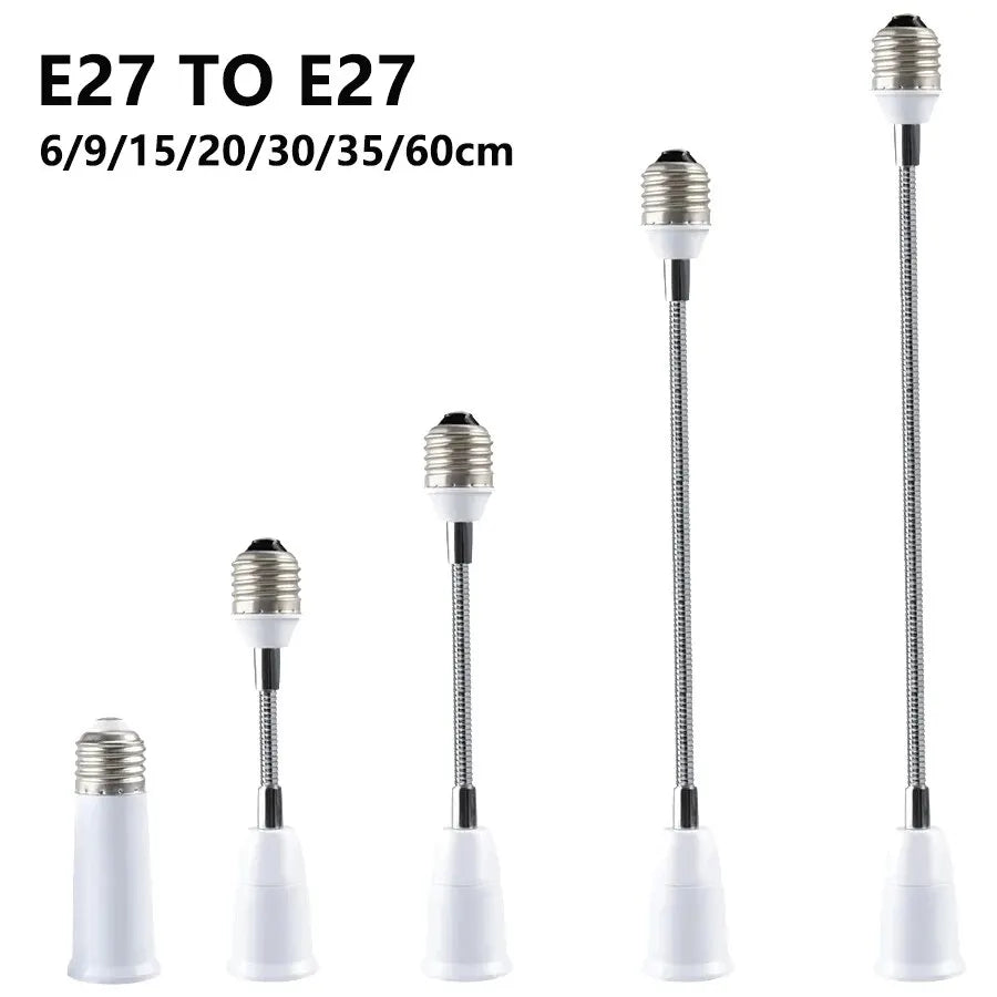 Flexible E27 to E27 Lamp Base Holder Bulb Socket Adapter 6/9/15/20/30/35/60cm Extension Light Socket Converter Fitting 110V 220V HIP