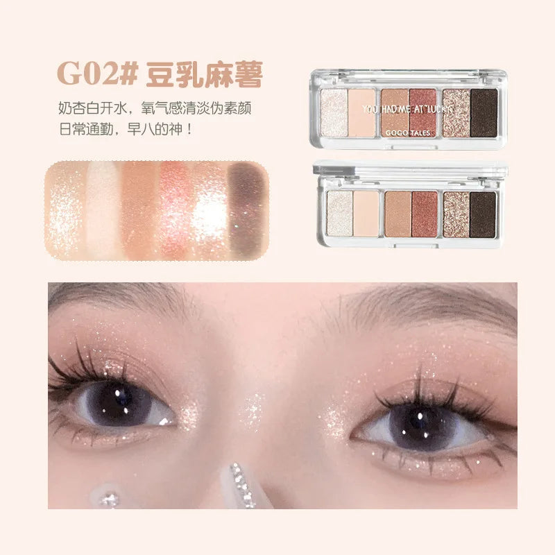 Gogotales 6-Color Eyeshadow Palette – Shimmer, Glitter & Matte Eyeshadow Palette HIP G02