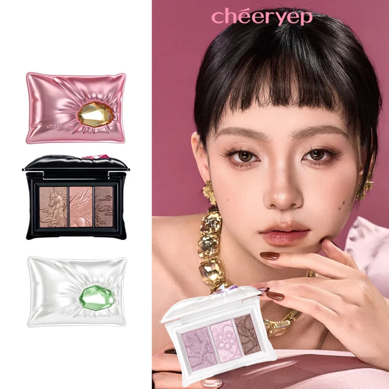 3-Color Eyeshadow Palette – Matte & Shimmer Highlighter Eyeshadow Palette HIP