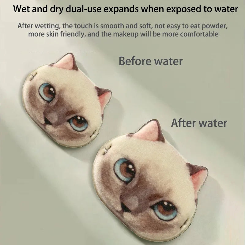 1/4pcs Kitty Air Cushion Powder Puff Cute Cat Cosmetic Puffs Hydrophilic Non-latex Facial Foundation Beauty Tool Dry Wet Makeup HIP