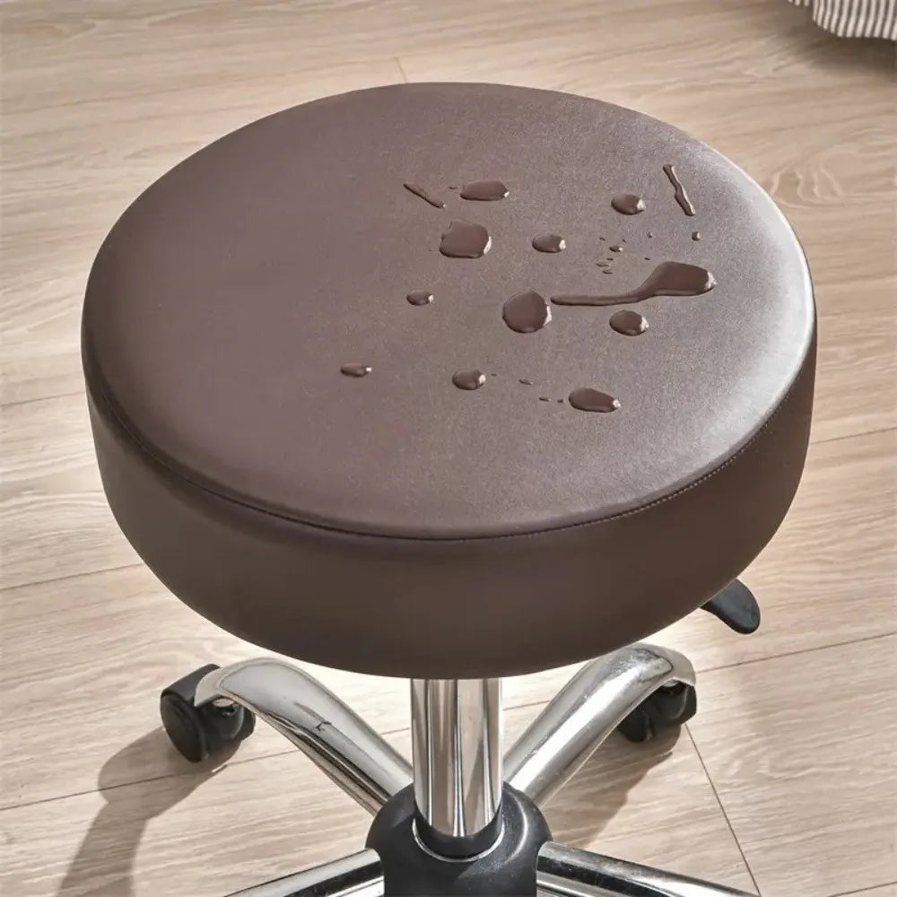 PU Leather Round Bar Stool Cover – Waterproof & Dustproof Stool Seat Cover HIP Coffee