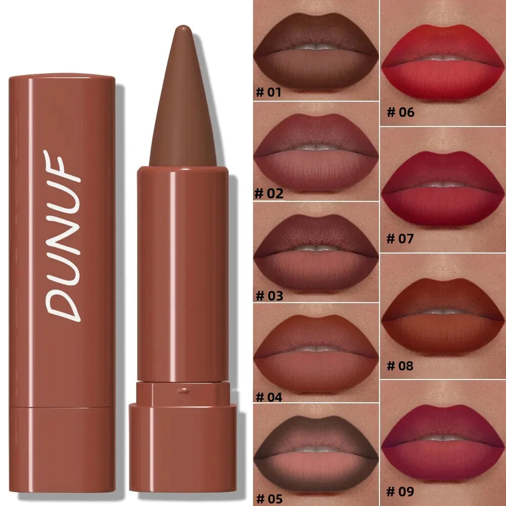 DUNUF 9-Color Gradient Matte Lip Liner Velvet Lipstick Crayon Matte Lip Liner Crayon HIP