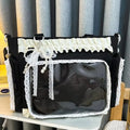 Y2K Japanese Ita Bag – Transparent Large Crossbody Tote Crossbody Tote Bag HIP Black With pendant