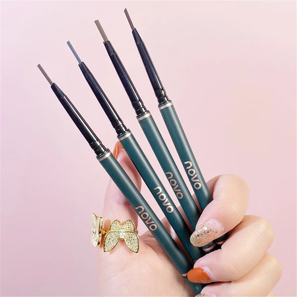 Novo Color Double Eyebrow Pencil with Brush Waterproof Lasting Extremely Slim Sketch Eye Brow Tattoo Pen Eye Makeup Cosmetic HIP