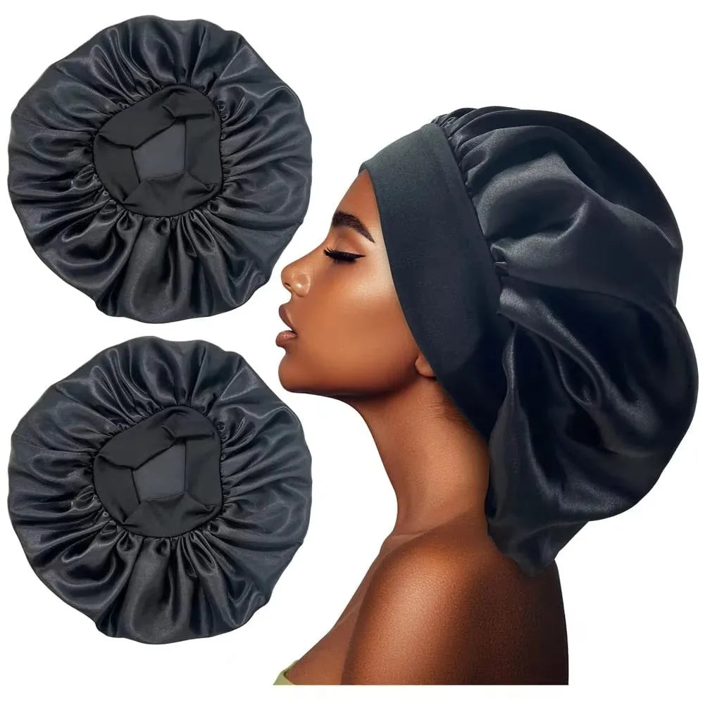 Large Satin Sleep Bonnet – Silk Hair Wrap with Elastic Band Satin Sleep Bonnet HIP