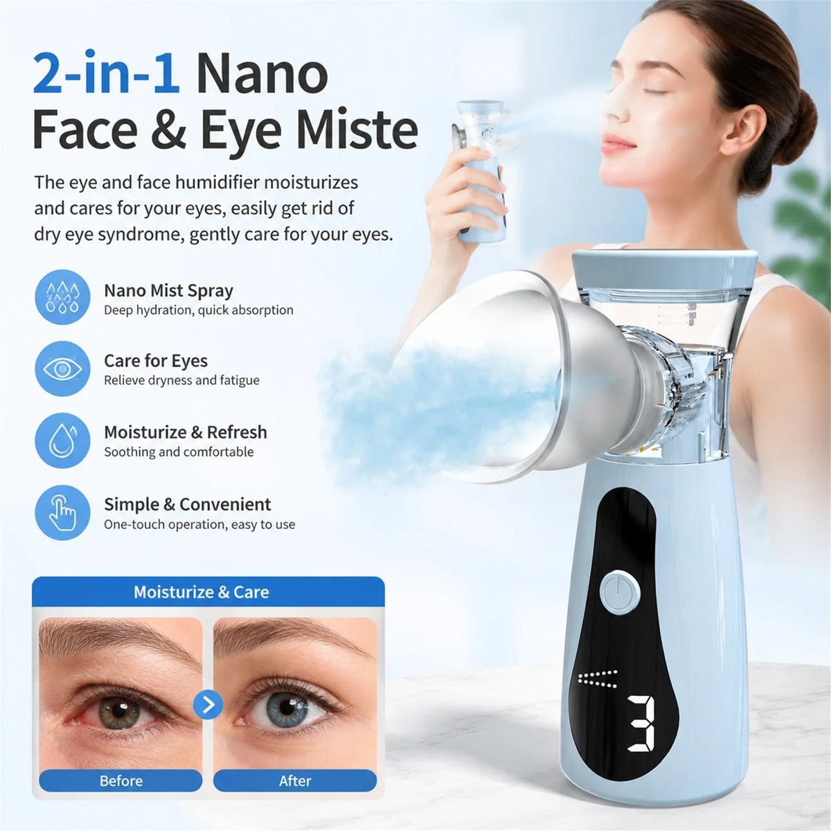 Fireurus Handheld Eye Mist Steamer & Moisturizing Atomizer Eye Mist Steamer HIP