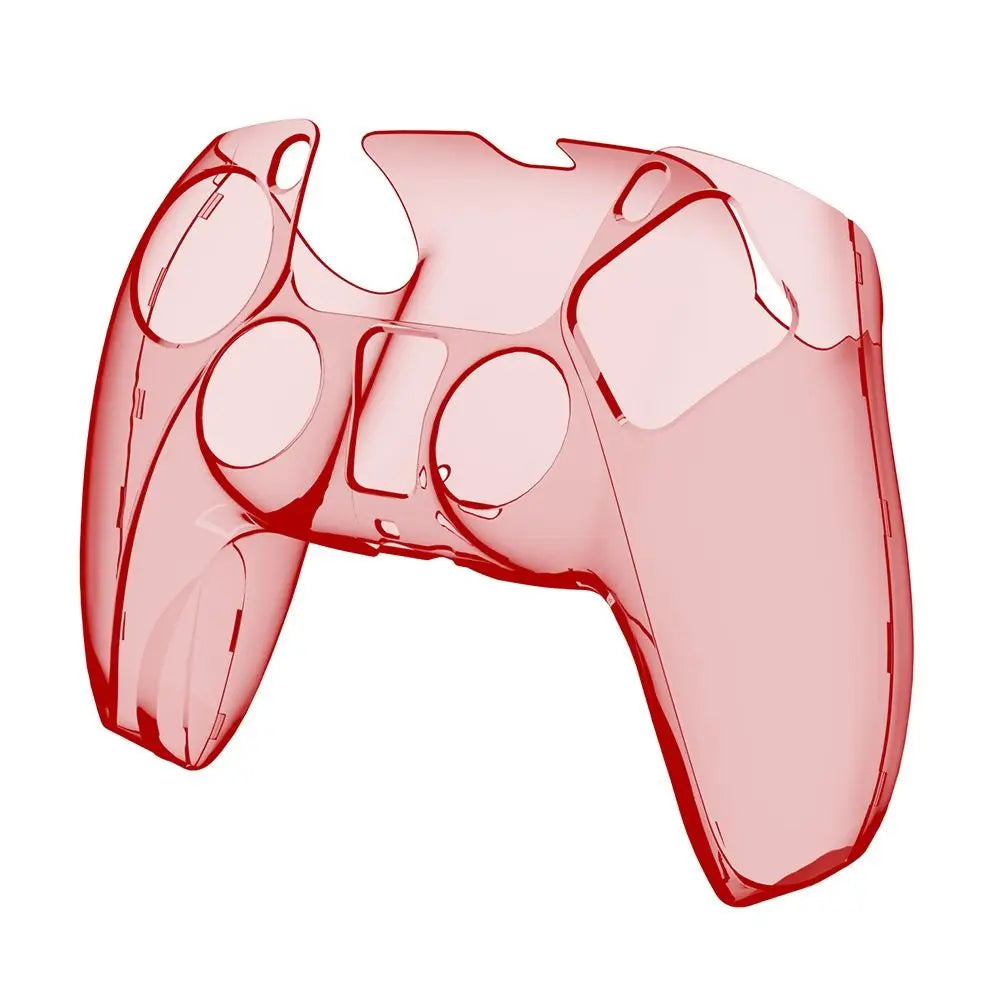 Crystal PS5 Controller Protective Shell Case Cover – Clear Controller Protective Case HIP red