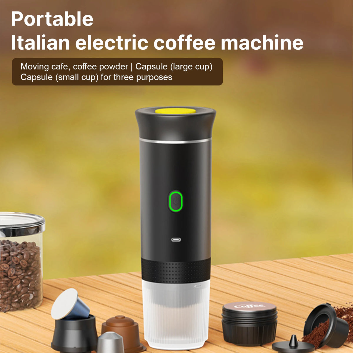 Portable Coffee Machine 3 in 1 Cordless Electric Coffee Maker Work With Capsule and Ground Coffee 15Bar Mini Cold Brew HIP