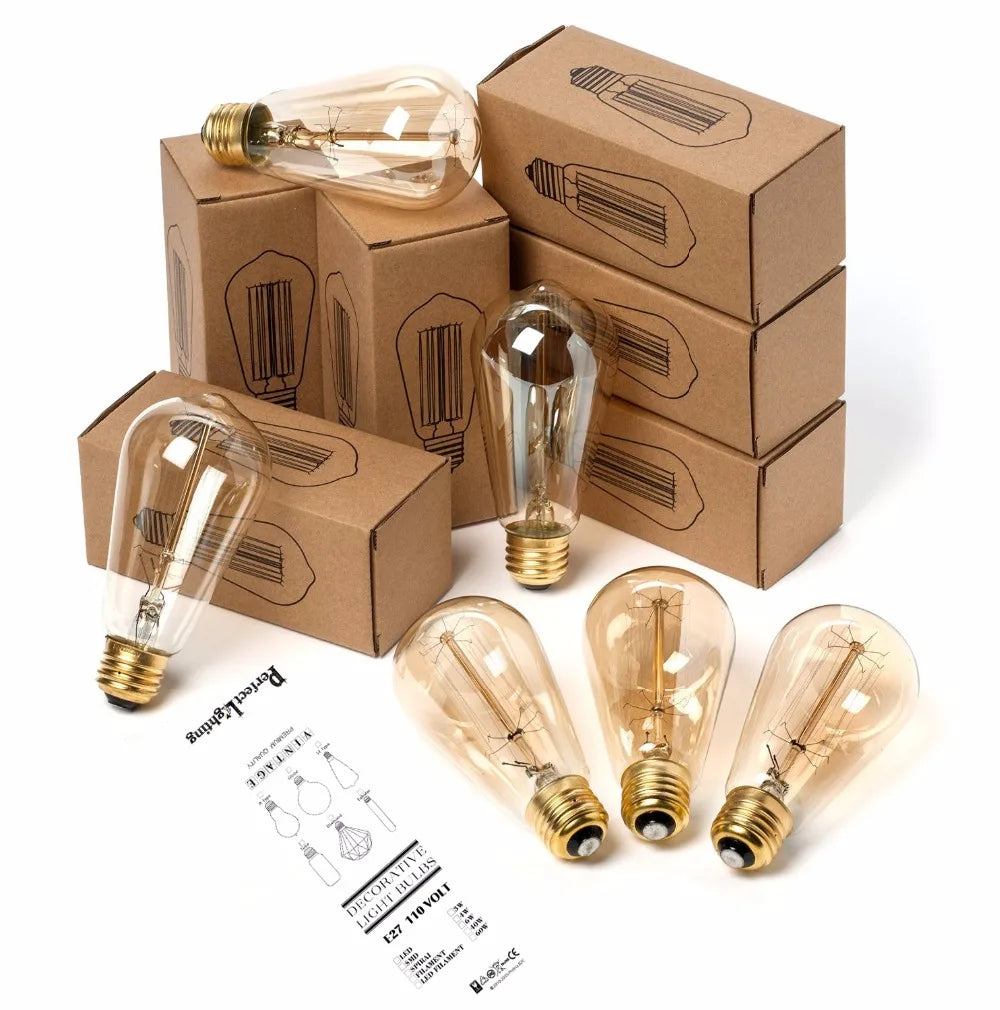 E27 Vintage Edison Filament Bulb 40W | ST64 G80 G95 G125 Vintage Filament Bulb HIP