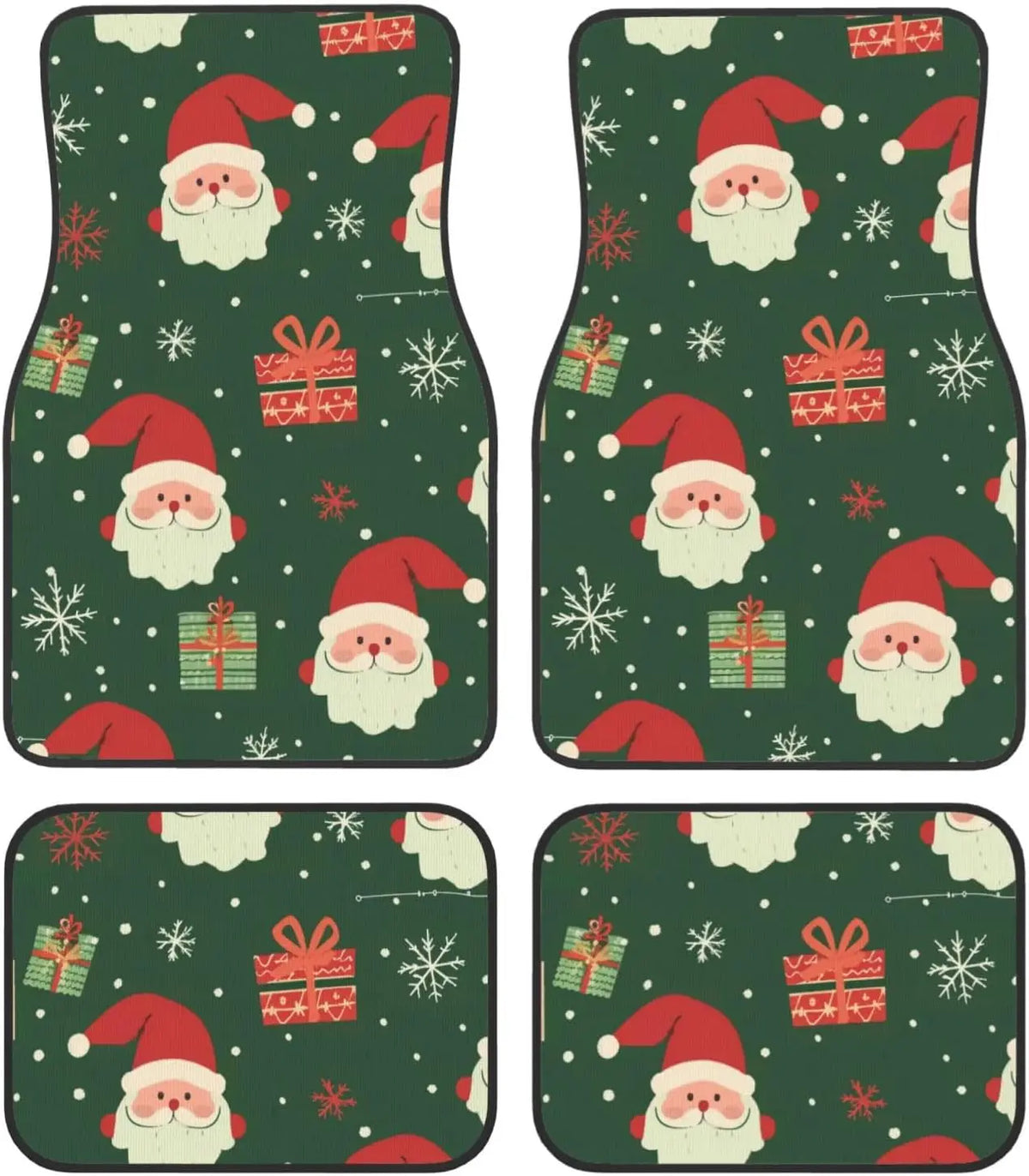 Santa Claus Christmas Car Floor Mats Set of 4 – Anti-Slip Automotive Floor Mats HIP black