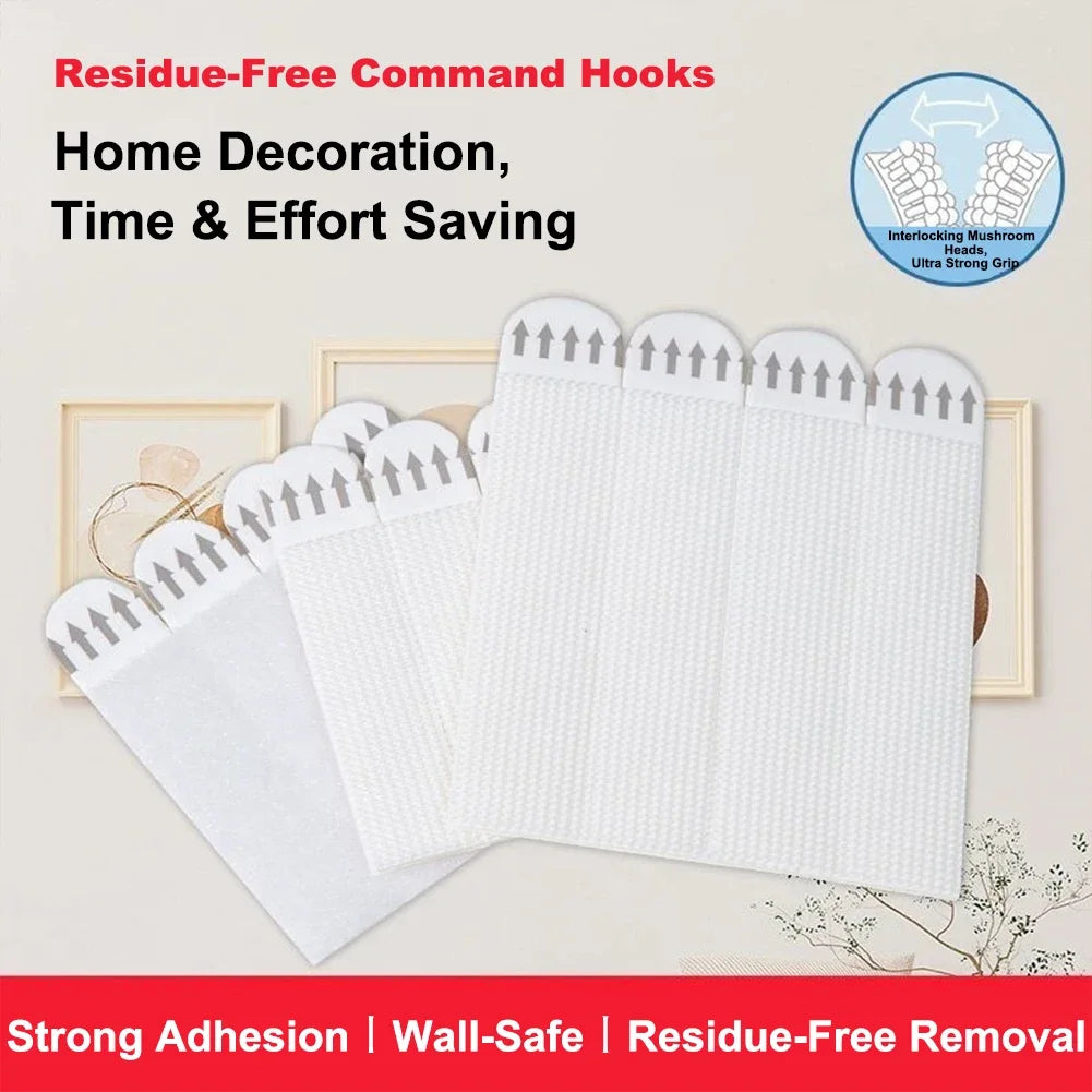 Universal Double Sided Adhesive Hook 4/12Pairs No Drill Picture Hanging Strips Hooks Loop Tape Non Trace Hooks for Photo Frame HIP