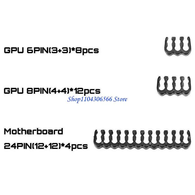 24-Piece PC Cable Comb Set – 24-Pin, 8-Pin & 6-Pin | White/Black Cable Management Combs HIP