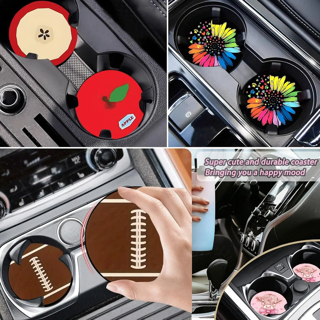 2-Pack Moon Cat Car Cup Holder Coasters – Anti-Slip Neoprene Car Cup Coasters HIP