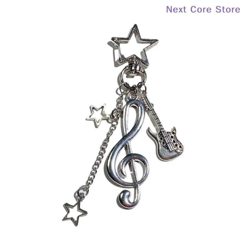 Y2K Musical Notes Keychain Guitar Backpack Pendant Charm Music Keychain Charm HIP