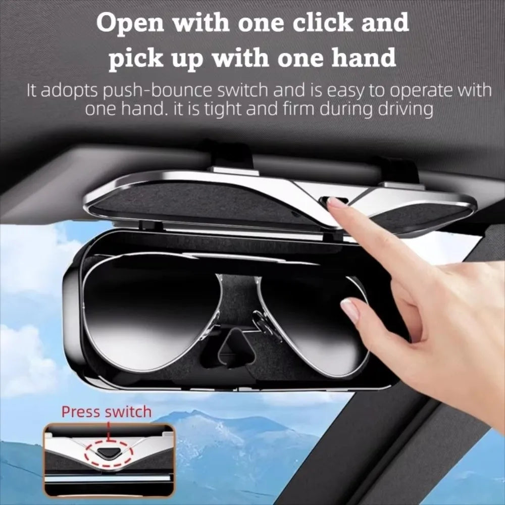 Car Sun Visor Glasses Holder – Anti-Shake Press-Open Box Car Visor Organizer HIP
