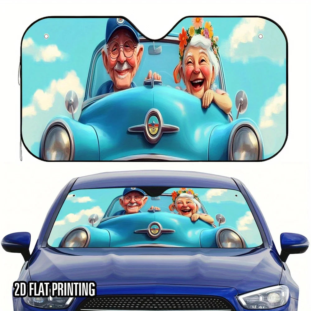 Retro Grandma Car Sunshade – Foldable, 4 Suction Cups Car Sunshade HIP 1-S
