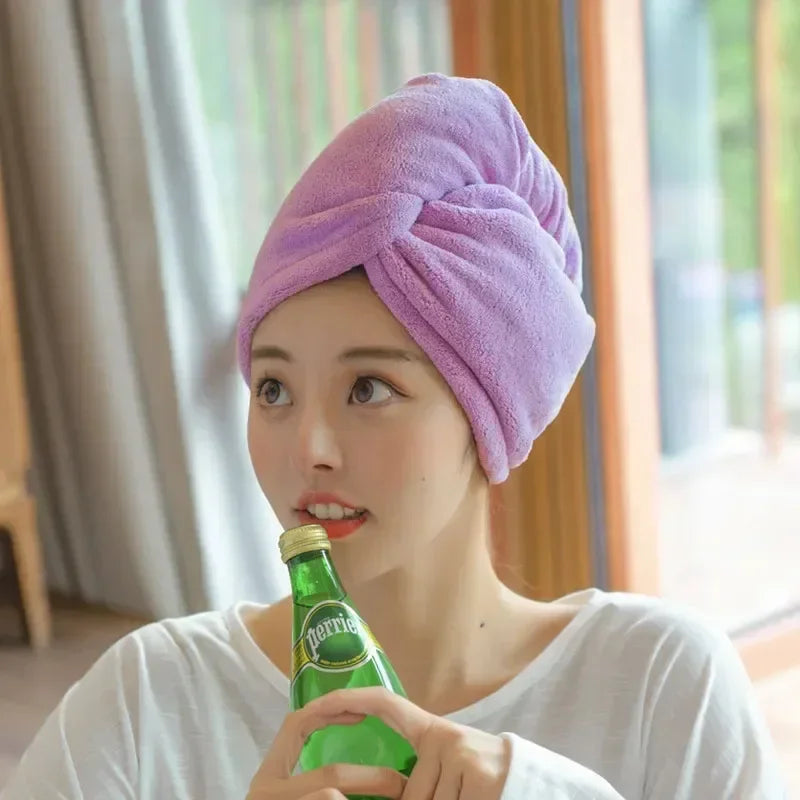 Microfiber Hair Drying Turban Cap – Soft Coral Velvet Towel Hair Drying Turban HIP
