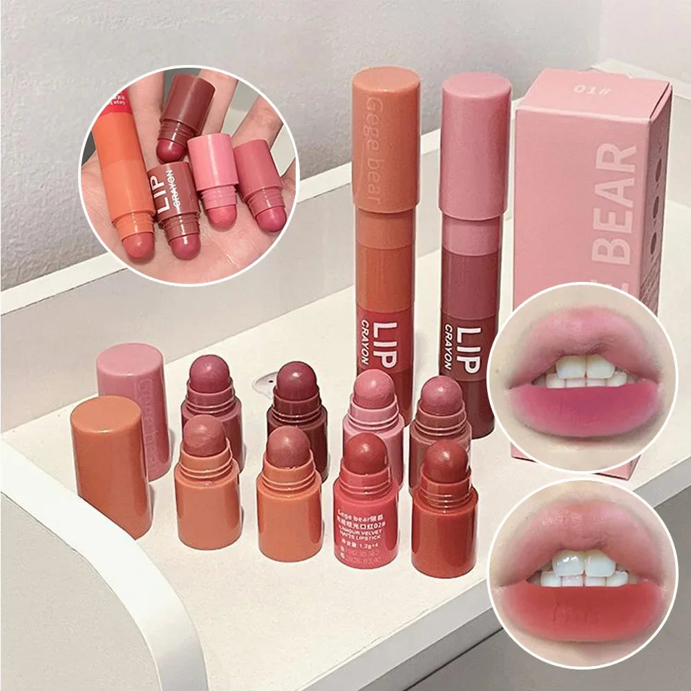 Gege Bear 4-in-1 Velvet Matte Crayon Lipstick – Long Wear Matte Crayon Lipstick HIP