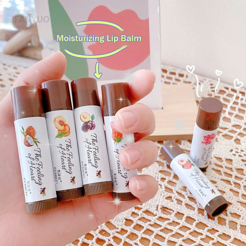 1Pc Fruity Lip Balm Moisturizing Lip Gloss Nature Nourishing Temperature Change Colors Lipstick Cute Jelly Tinted Lip Care Gifts HIP