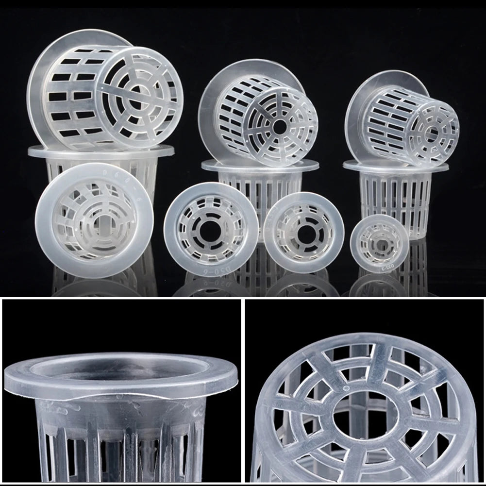 50pcs Growing Basket Hydroponics Basket Vegetable Soilless Growing Plastic Mesh Pot High Quality Garden Planting Pots HIP