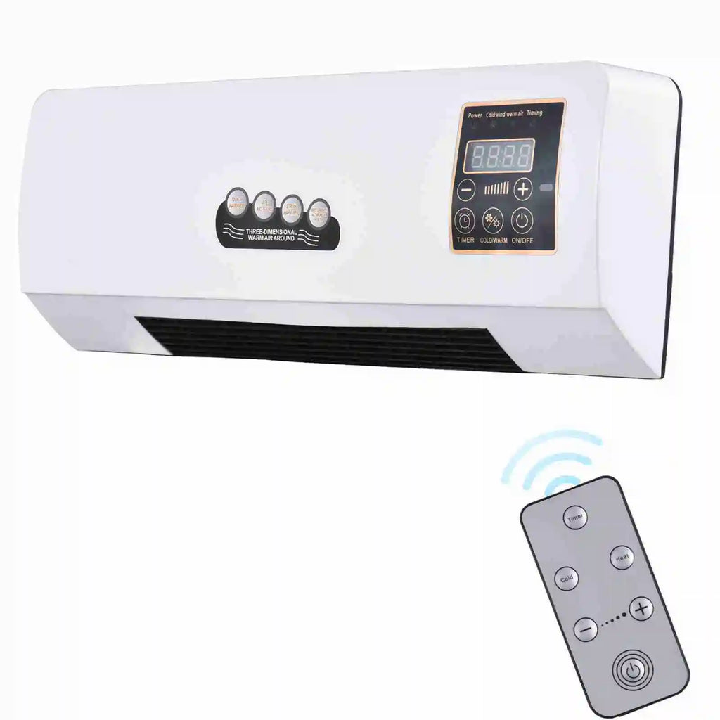 Electric Heater and Fan Heater Fan Combo 2 in 1 Heating Nature Wind Timing Digital Display Wall Mounted Space Heater for Home HIP