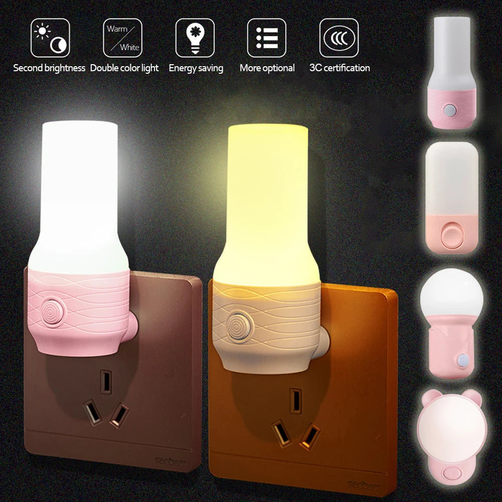 Plug LED Energy Saving LED Dimmer Baby Nursing Eye Sleep Light Bedroom Sleep Light Cute Mini Lamp LED Plug-in Night Light HIP