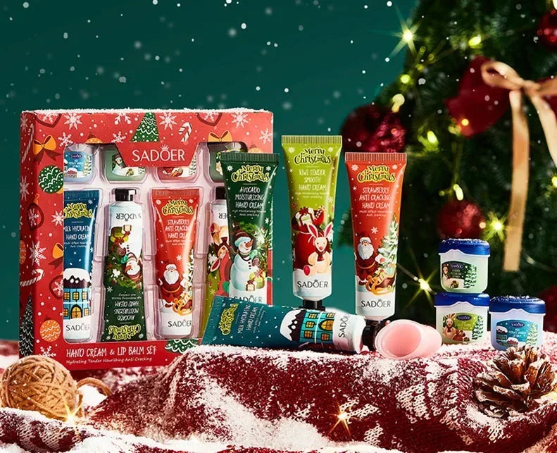 Christmas Hand Cream & Lip Balm Gift Kit – Moisturizing Set Hand & Lip Gift Kit HIP