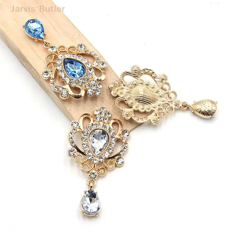 32×60mm Rhinestone Flower Flat Back Brooch Button – Gold DIY Rhinestone Craft Button HIP