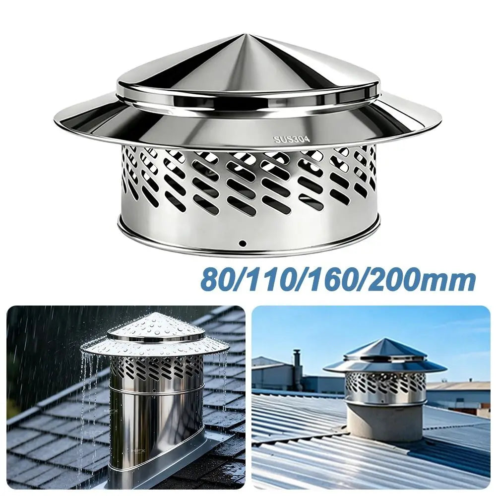 Stainless Steel Chimney Cap 80–200mm | Vent Exhaust Cover Chimney Vent Cap HIP
