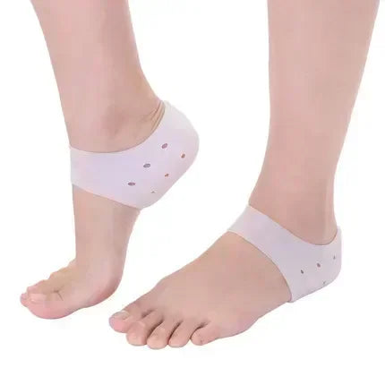Silicone Moisturizing Heel Socks – Anti-Crack Foot Care Pair Silicone Heel Covers HIP C677-white