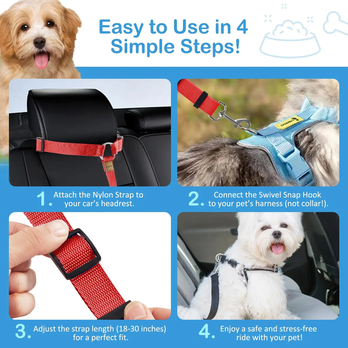 Retractable Dog Car Seat Belt – Quick Release Safety Leash Dog Car Seat Belt HIP