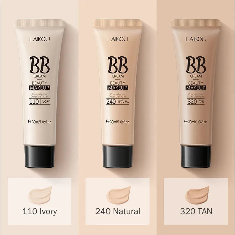 LAIKOU BB Cream 18 Hour Longlasting Liquid Foundation Waterproof Anti-acne Marks Flawless Natural Face Base Makeup Moisturize HIP