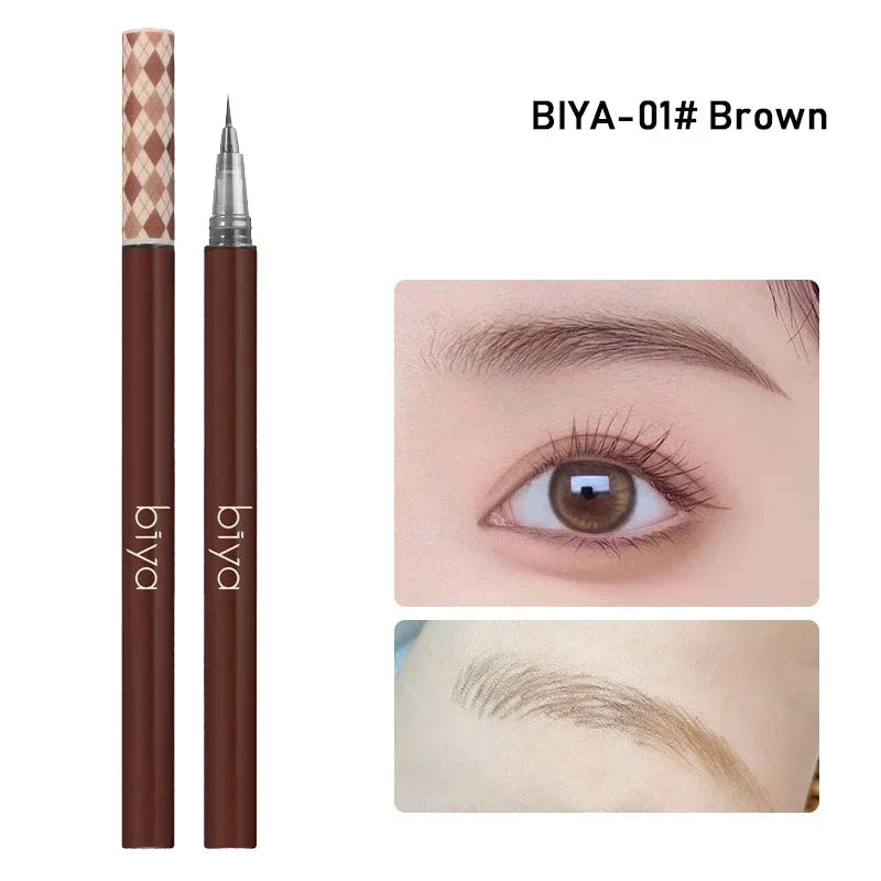 2 In1 Liquid Eyebrow Tattoo Pencil 0.01 Ultra Thin Double Head Sweat-proof Easy To Color Water Brow Gel Pen Eyes Cosmetic Makeup HIP 01 Brown