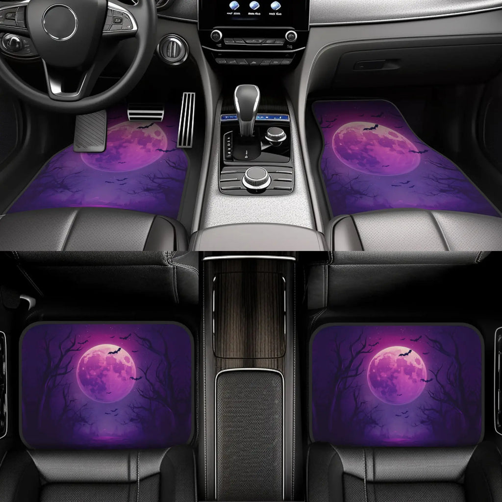 Purple Moon & Bats Car Floor Mats Set of 4 | Cars Trucks SUVs Car Floor Mats HIP
