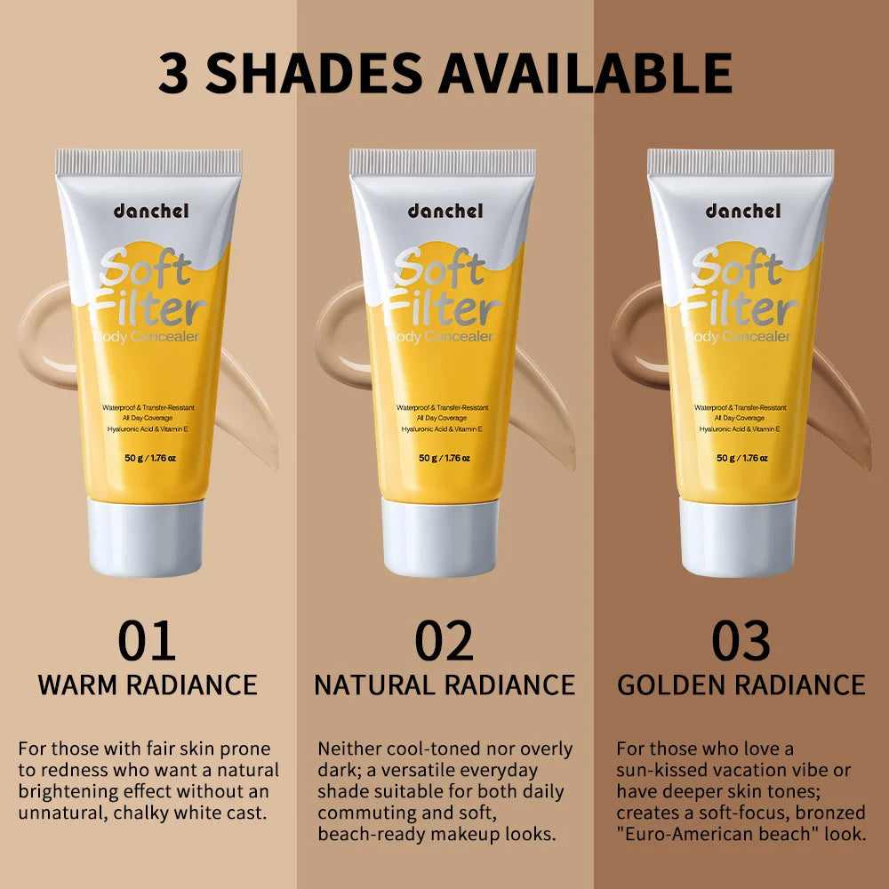 Waterproof Body Concealer Transfer Resistant Long Lasting High Coverage Natural Finish Makeup for Scars Spots Veins Tattoos HIP