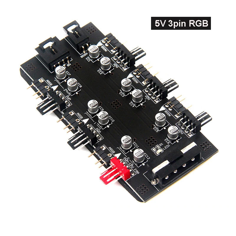 6-Port PWM Fan Hub RGB Splitter – IDE 4-Pin, 60cm Cord PC Fan Hub Controller HIP