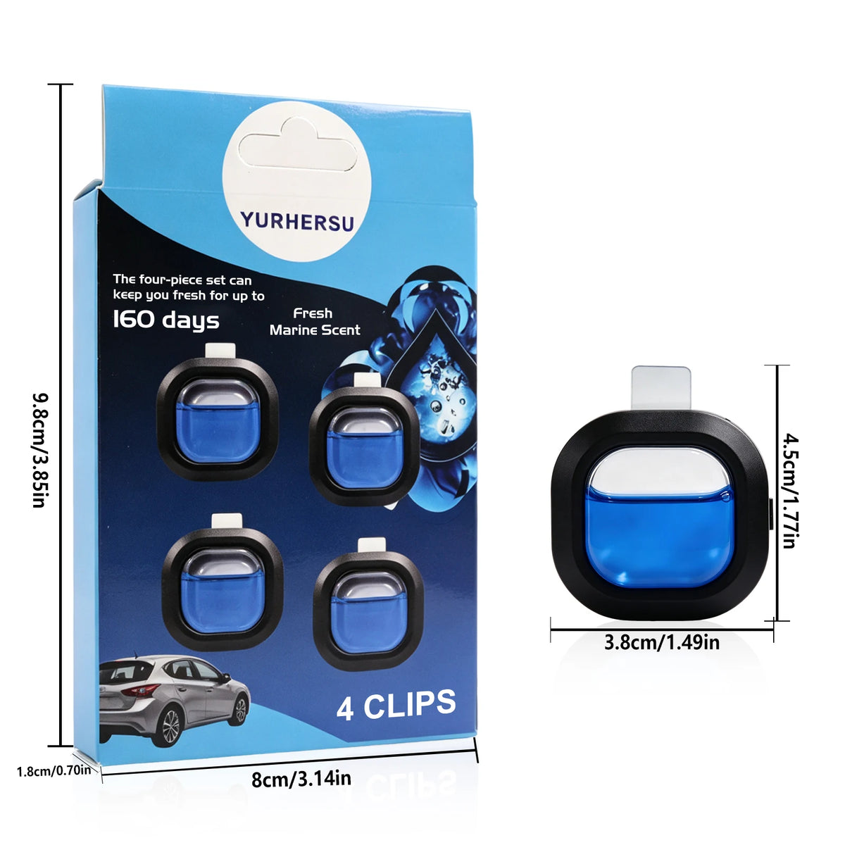 REACH Certified Car Vent Clip Air Freshener – Marine Scent 4-Pack Car Air Freshener HIP