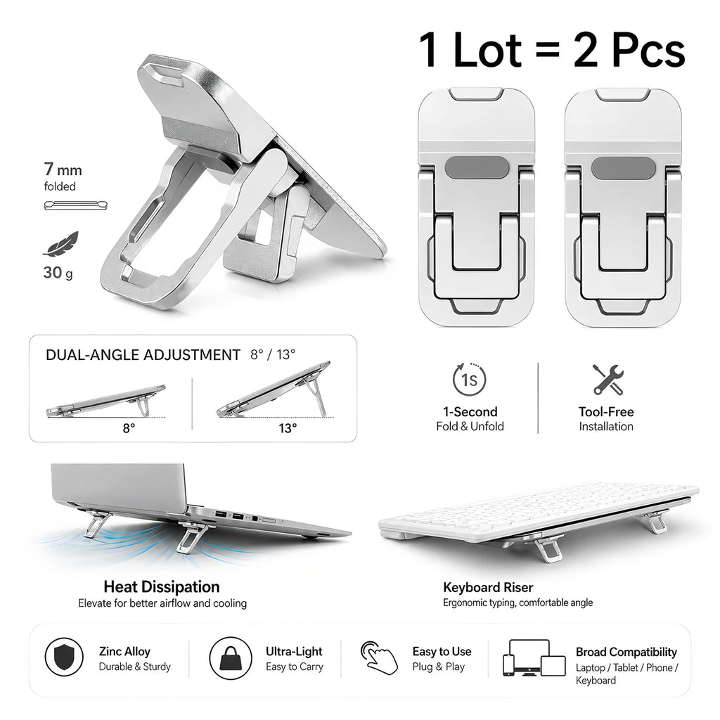 2-Pack Mini Foldable Laptop Stand – Adhesive Keyboard Riser Laptop Stand HIP