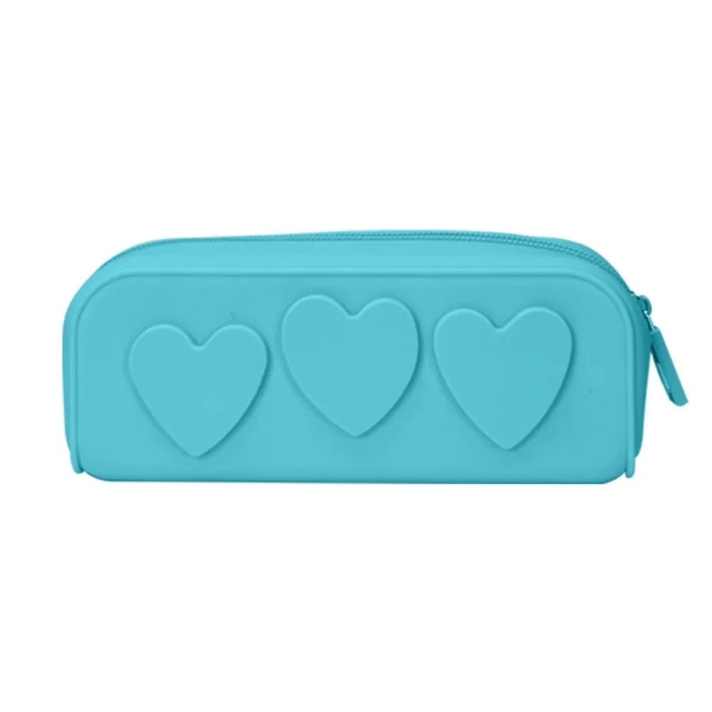 Heart Silicone Zip Bag – Reusable Makeup Brush Holder Silicone Cosmetic Bag HIP blue