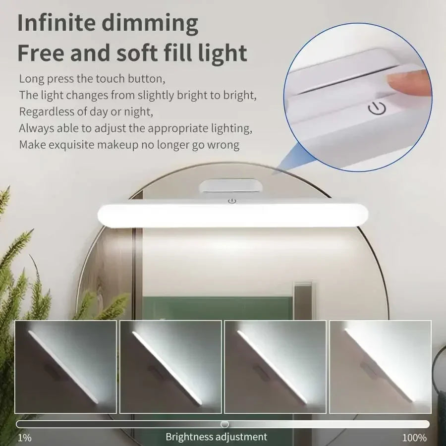 Magnetic Mirror Front Makeup Light LED Touch Night Light USB Eye Protection Reading Lamp For Dormitory Wardrobe Closet Bathroom HIP