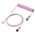 Coiled Type-C to USB-A Keyboard Cable | Metal Aviator Connector Keyboard Cable HIP Pink