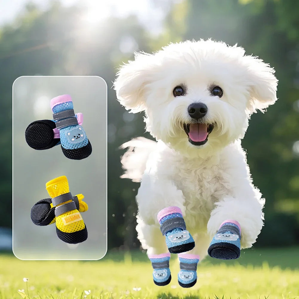Cute Mesh Dog Sandals with Anti Slip Elasticity, Small Dog Boots with Soft Sole and Adjustable Paw Protection Shoe Cover HIP