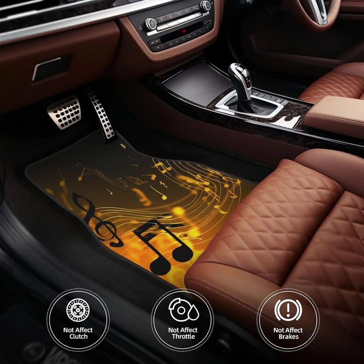 Golden Music Staff Car Floor Mats – 4-Piece All-Weather Set Car Floor Mats HIP