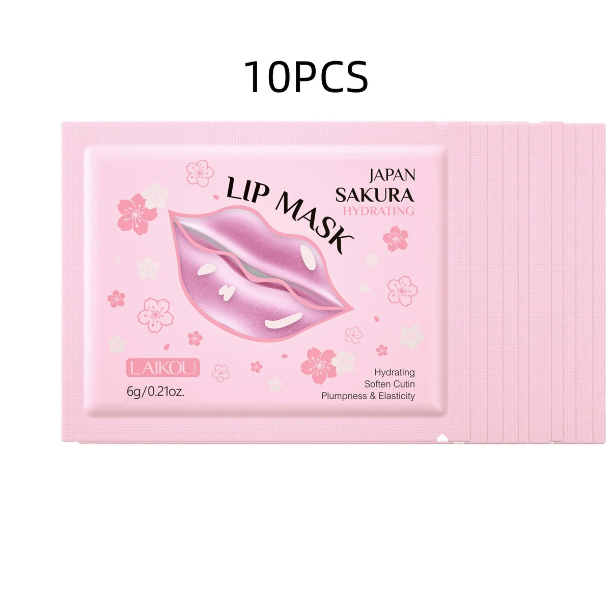 LAIKOU Sakura Collagen Lip Mask – Hydrating Gel Pads 6g Lip Treatment Mask HIP 10PCS 6g