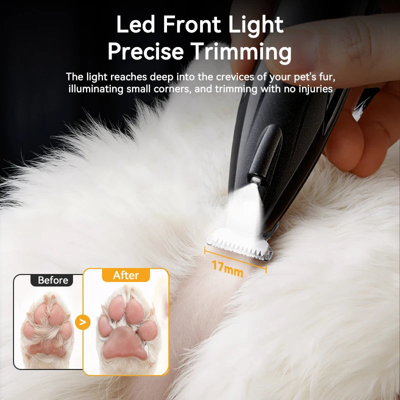 ROJECO Electric Pet Clipper For Dog Cat Claw Ear Hair Care Digital Display Pet Foot Haircut Grooming Trimmer With Front Light HIP
